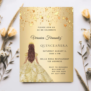 Convite Estrelas de ouro de Quinceanera