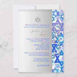 Convite Estrelas do modelo PixDezines/Bar Mitzvah/azul esc