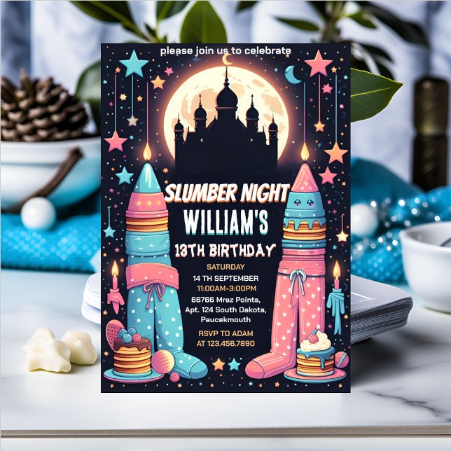 Convite Estrelas do sono 13 do Sleepover SlumbParty (Criador carregado)