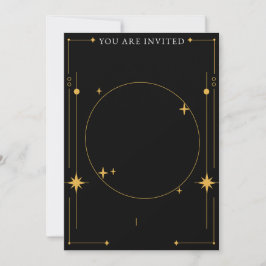 Convite Estrelas Douradas e Pretas Personalizáveis