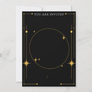 Convite Estrelas Douradas e Pretas Personalizáveis