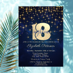 Convite Estrelas Douradas Elegantes Marinho Azul 18ª Festa<br><div class="desc">Uma estrela dourada moderna,  quic e glamourosa sobre fundo azul marinho.</div>