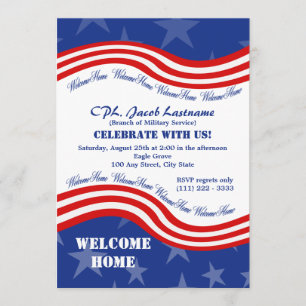 Convite Estrelas e Listras Bem-vindo em Casa Militar