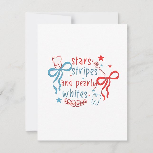 Convite Estrelas e Listras e Brancos Pérolas 4 de Julho (Frente)
