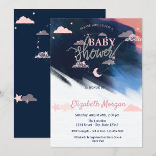 Convite Estrelas e Nuvens Adoráveis  Chá de Bebê