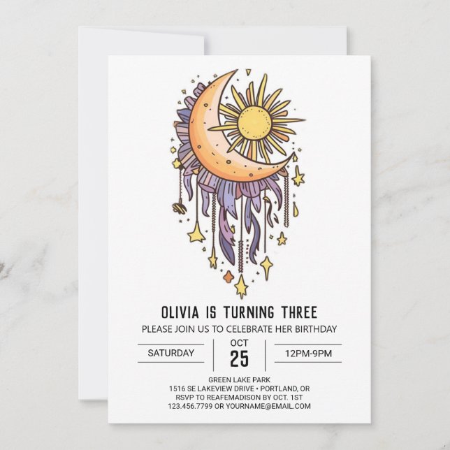 Convite Estrelas Elegantes Simples Aniversário Digital (Frente)