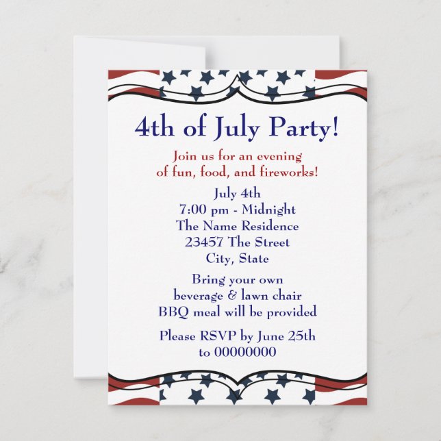 Convite Estrelas - Festa de CHURRASCO 4 de julho (Frente)