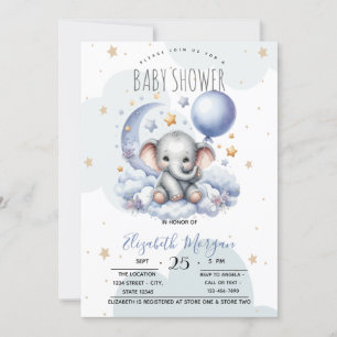 Convite Estrelas Lua Nuvens Urso de Pelúcia Chá de Bebê