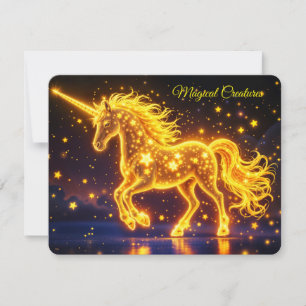 Convite Estrelas luminosas de ouro de fantasia de unicórni