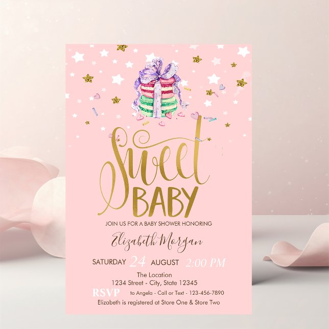 Convite Estrelas Macarons Franceses Chamada Baby Shower (Criador carregado)