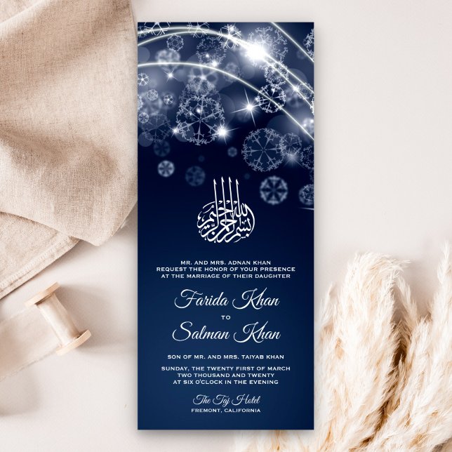 Convite Estrelas Mágicas da Noite Azul Casamento Islâmico  (Criador carregado)