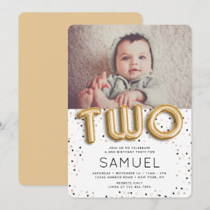 Convite Estrelas n segundo aniversário Tipo Balão de Fol