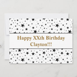 Convite Estrelas Negras Com Aniversário Mensagem