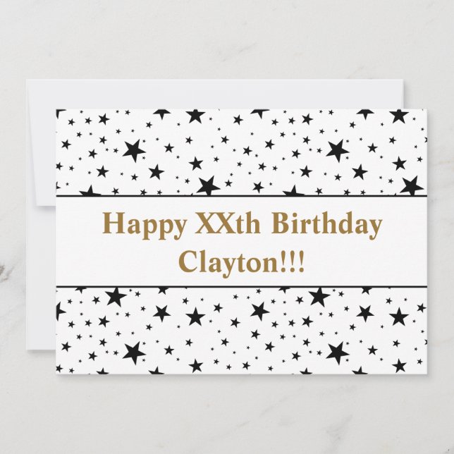 Convite Estrelas Negras com Mensagem de Aniversário (Frente)