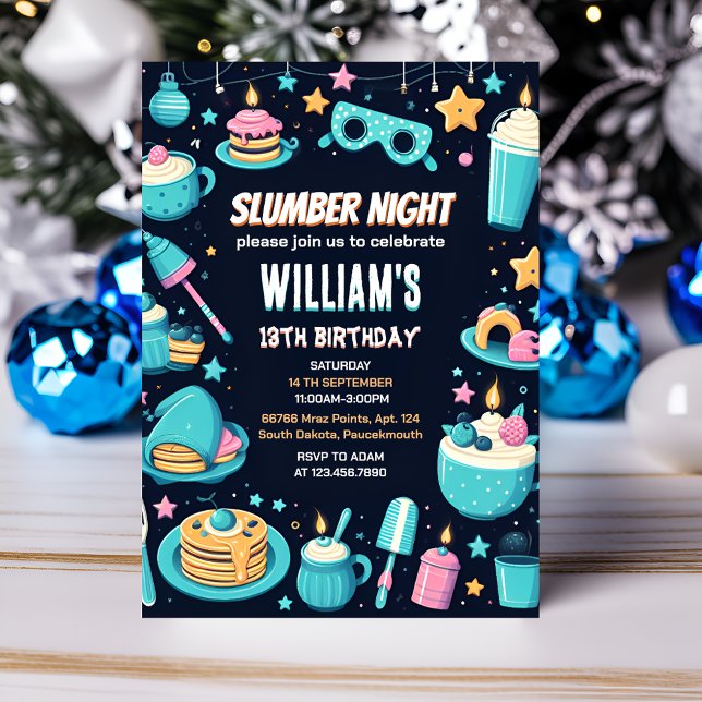 Convite estrelas noturnas Sleepover SlumbParty 13 aniversá (Criador carregado)
