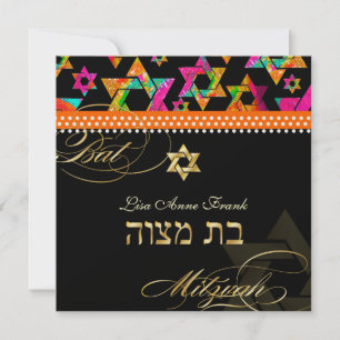 Convite Estrelas Psicodélicas da PixDezine, Bat Mitzvah