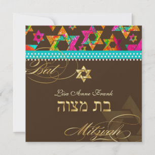 Convite Estrelas Psicodélicas PixDezines, Bat Mitzvah