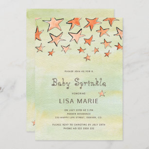 Convite Estrelas que caem aquarela aspersão de marfim