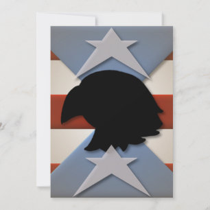 Convite Estrelas Red Flag Eagle Silhouette