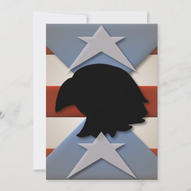 Convite Estrelas Red Flag Eagle Silhouette (Frente)