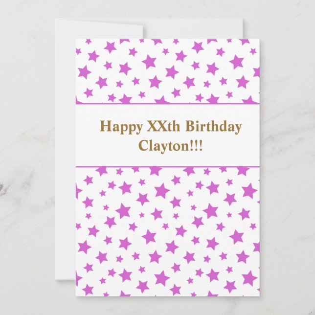 Convite Estrelas Rosa com Mensagem Aniversário (Frente)