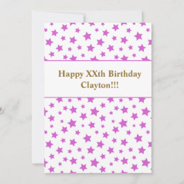 Convite Estrelas Rosa com Mensagem Aniversário