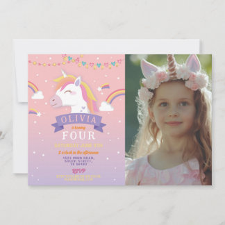 Convite Estrelas Rosa da Festa de aniversário de Fotos do 