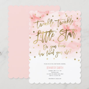 Convite Estrelas roxas, cor d'água, Menina