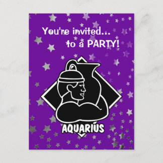 Convite Estrelas Roxas| Símbolo Zodiac de Aniversário de A