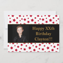 Convite Estrelas Vermelhas Com Mensagem Foto Festa de Aniv