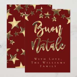 Convite Estrelas Vermelhas Douradas Buon Natale Itália Fe