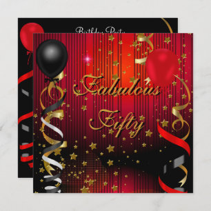 Convite Estrelas Vermelhas Negras Fabulosas 50 Cinquenta F