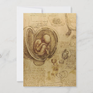Convite Estudo do feto de bebê por Leonardo da Vinci