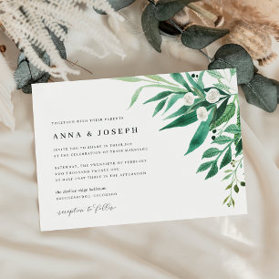 Convite Estufa Casamento de Folhagem de Aquarela Verde