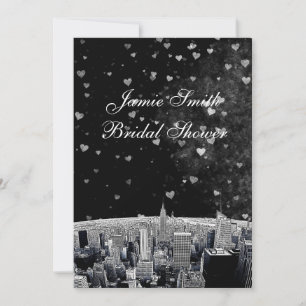 Convite Etched NYC Skyline #2 Preto Wht Hrt Noiva Churrasc