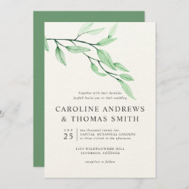 Convite Eteal Verde | Casamento Chic Botanic Leaves