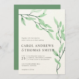 Convite Eteal Verde | Casamento com Folhas Botânicas Verti