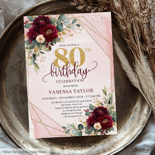 Convite Eterno Burgundy Blush Dourado Rosa Aniversário