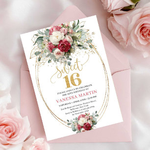 Convite Eterno Burgundy Branco Verde Sweet Sixteen