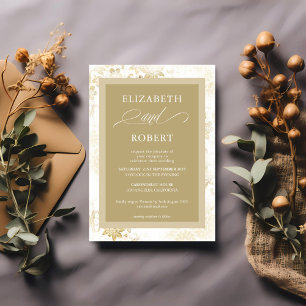 Convite Eterno Dourado Ivory Casamento tema damasco