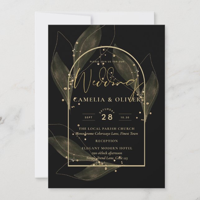 Convite Eterno Elegance Black Themed Weding (Frente)