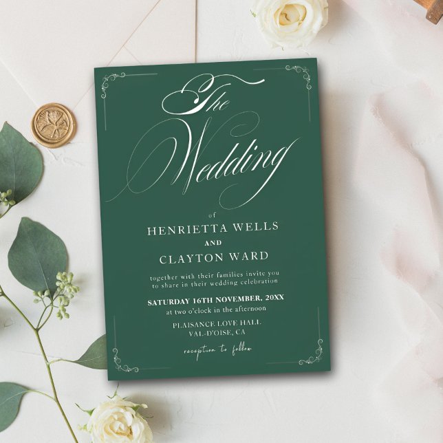 Convite Eterno Elegance Emerald Green Wedding (Criador carregado)