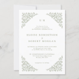 Convite Eterno Floral Simples Sage Casamento Verde