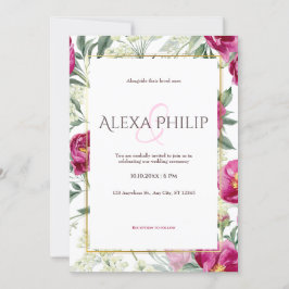Convite Eterno Romance Pink - Casamento de Cores d'Água