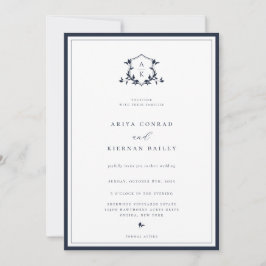 Convite Eterno Vinha Marinho Monograma Crest Casamento