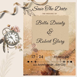 Convite Eterno Vintage Boho Brown Invitation