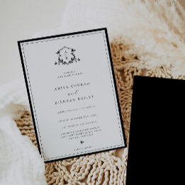 Convite Eternos Vinhas Monograma Crest de Casamento