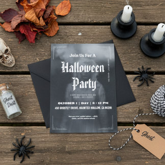 Convite Ethereal Ghostly Figure Halloween Invitation Card.