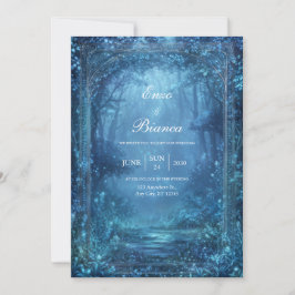 Convite Ethereal Glowing Blue Magic Forest Wedding