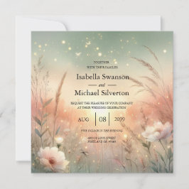 Convite Ethereal Pastel Wildflower Field Wedding